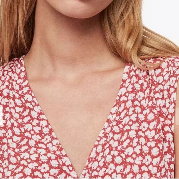 All Saints Dress Women's Medium Red Floral Krystal Wrap Mini Ruffle V Neck Large - Picture 6 of 13